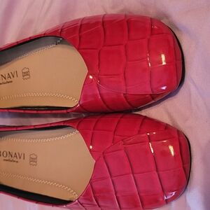 Red Quilted Flats with Glossy Finish